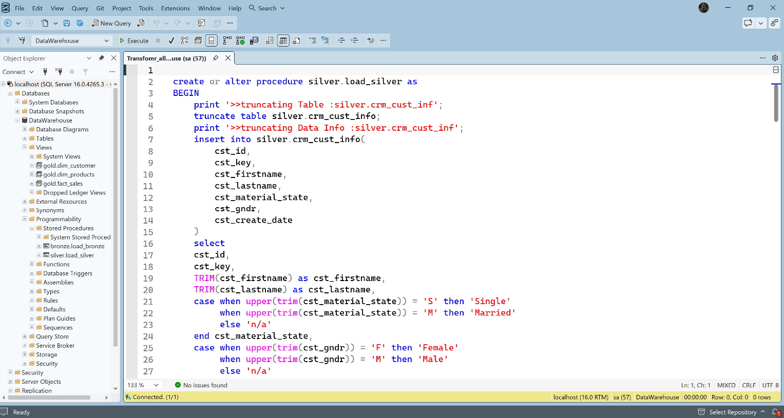 SQL Server Data Warehouse project